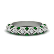 xoxo-half-eternity-diamond-wedding-band-with-emerald-in-white-gold-FD11380HBGEMGR-NL-WG